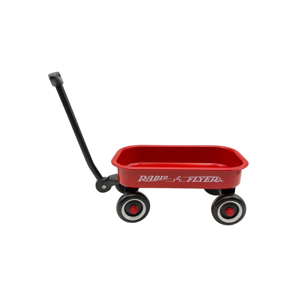 Vintage Radio Flyer Miniature Red Wagon Toy Collectible Rolling Wheels 6"